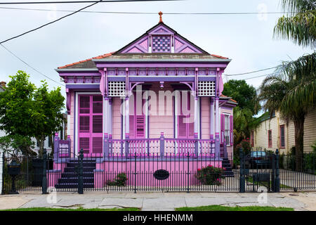 Colorful old house in the Marigny neighborhood in the city of New Orleans, Louisiana. Stock Photo