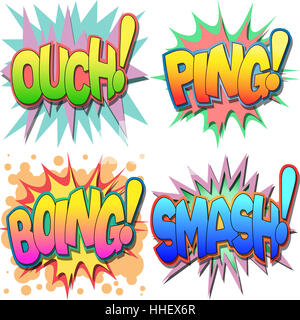 illustration, action, abstract, burst, words, text, explode, ouch, cartoon, Stock Photo