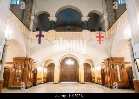 Tbilisi, Georgia - October 21, 2016: Interior Of The Holy Trinity Cathedral of Tbilisi. Sameba is the main cathedral of the Georgian Orthodox Church Stock Photo