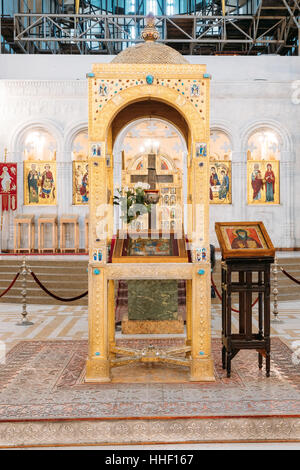 Tbilisi, Georgia - October 21, 2016: Interior Of The Holy Trinity Cathedral of Tbilisi. Sameba is the main cathedral of the Georgian Orthodox Church Stock Photo