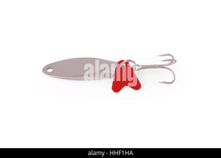 Silver fishing bait isolated on white background with soft shadow Stock Photo