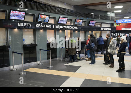 People buy y tickets at railroad ticket office Stock Photo