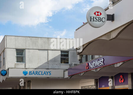 High Street banks (Barclays, NatWest, HSBC), Bracknell, Berkshire, England, United Kingdom