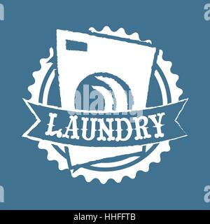 washing machine servece icon in vintage style on blue background Stock Vector
