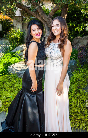 High School friends gather together for their Senior Prom photos Stock Photo