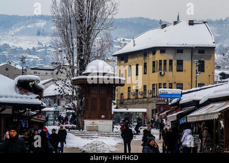 Symbol Of Sarajevo The Water Fountain Sebilj Stock Photo