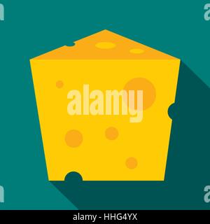 Piece of cheese icon, flat style Stock Vector