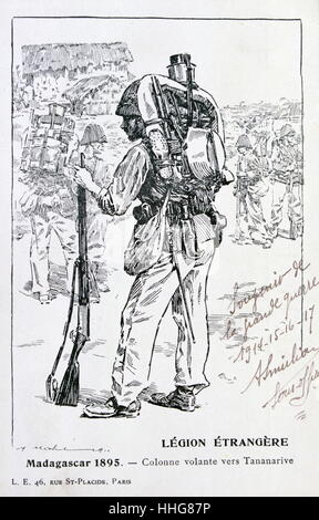 Illustration depicting French Foreign Legion soldier in Madagascar 1895 Stock Photo