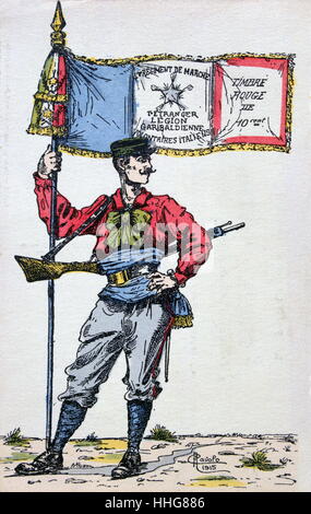 Illustration depicting an Italian soldier of the Garibaldi Regiment in the French Foreign Legion 1870 Stock Photo