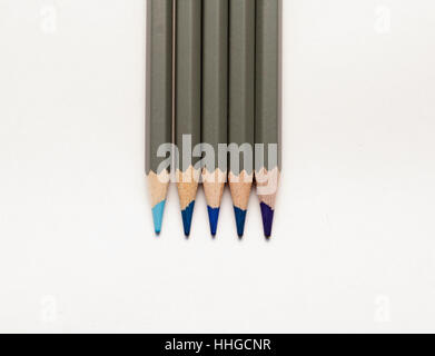 Blue coloring pencils isolated on a white background Stock Photo