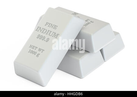 Indium bars, 3D rendering isolated on white background Stock Photo