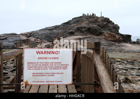 Wooden causeway at Dias Point near Luderitz in Namibia Stock Photo