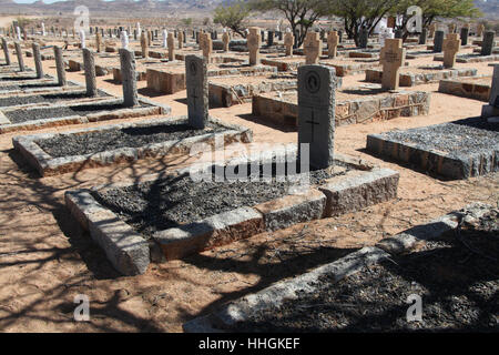 Military cemetery near Aus in Namibia where German prisoners of war died from Spanish flu Stock Photo