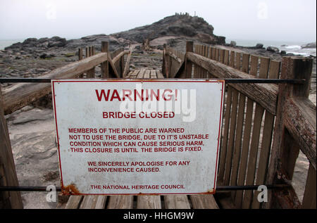 Wooden causeway at Dias Point near Luderitz in Namibia Stock Photo