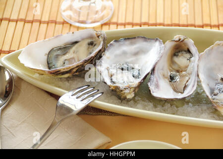 raw, oysters, tender, meat, shells, mussels, natural, food, aliment, Stock Photo