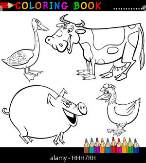 animals, illustration, cow, farm, cartoon, pig, application, education, game, Stock Photo