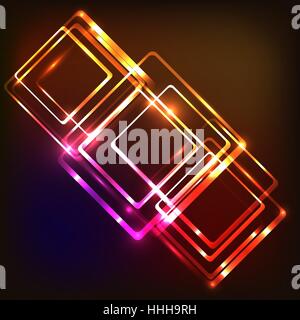 Abstract neon background with rounded rectangles, stock vector Stock Vector