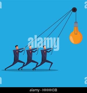 men business collaboration bulb idea creative Stock Vector