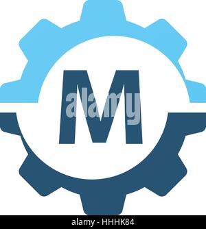 Gear Solution Logo Initial M Stock Vector