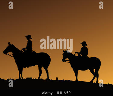 horse, animal, sunset, riding, cowboy, country, western, rodeo, humans, human Stock Photo