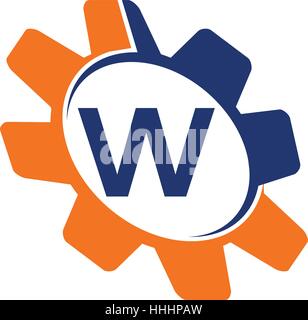 Gear Solution Initial W Stock Vector