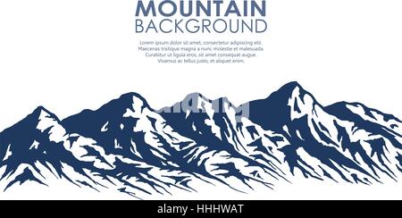Mountain range silhouette isolated on white. Stock Vector