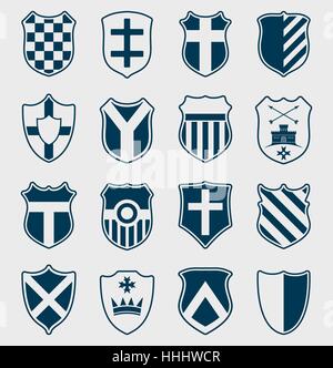 Set of blue heraldic shields Stock Vector