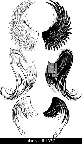 artistically painted angel wings on a white background. Stock Vector