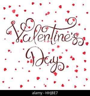 Valentines petals hearts confetti falling on isolated background Stock Vector