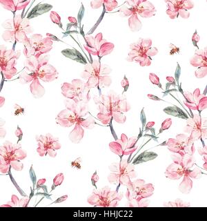 Vintage garden vector spring seamless background Stock Vector