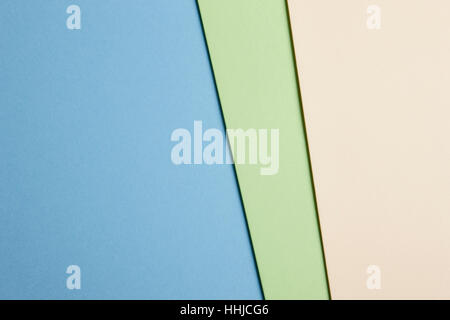 Colored cardboards background in blue, green, beige tone. Copy space. Horizontal Stock Photo