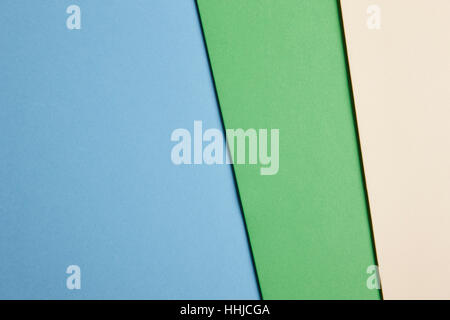 Colored cardboards background in blue, green, beige tone. Copy space. Horizontal Stock Photo