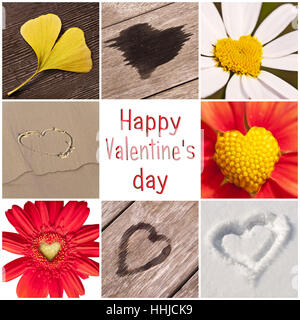 Collection of hearts in nature, valentine greeting card Stock Photo