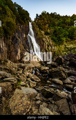 Aber Falls is a waterfall in Gwynedd Wales. Stock Photo