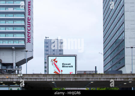 LED screen in Piccadilly Gardens Manchester UK Stock Photo