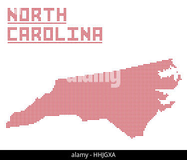 A dot map of North Carolina state isolated on a white background Stock Photo