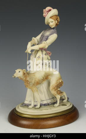 Capodimonte Bruno Merli Porcelain Figurine Lady with Borzoi Stock Photo