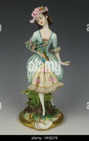 Capodimonte IPA Porcelain Figurine Lady with Flowers Stock Photo