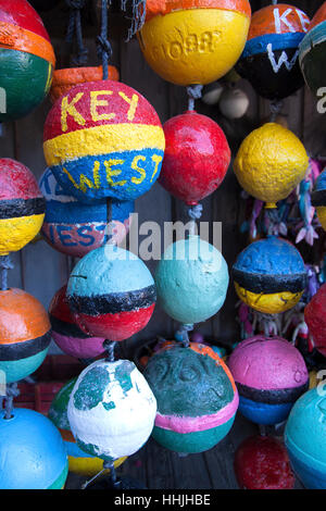 Key West words on colorful buoys. Stock Photo