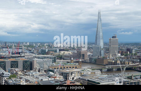 Cityscape of south-east London including Cannon Street railway station, the River Thames and The Shard, London, UK Stock Photo