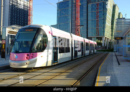 Midland Metro tram at Snow Hill, Birmingham, UK Stock Photo