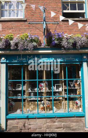 Shops and pubs in Hereford city centre, England Stock Photo