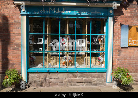 Shops and pubs in Hereford city centre, England Stock Photo