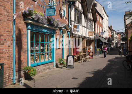 Shops and pubs in Hereford city centre, England Stock Photo