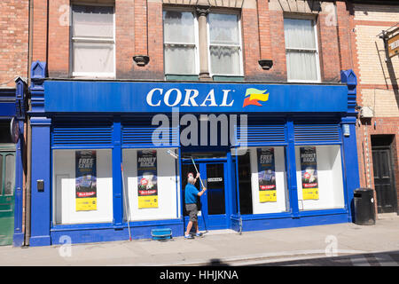 Shops and pubs in Hereford city centre, England Stock Photo