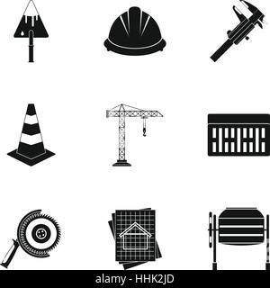 Construction icons set, simple style Stock Vector