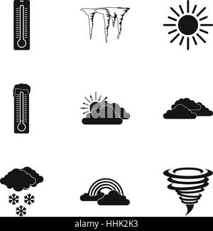 Weather outside icons set, simple style Stock Vector