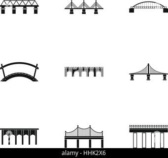Facility for crossing river icons set Stock Vector