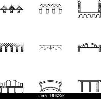 Facility for crossing river icons set Stock Vector