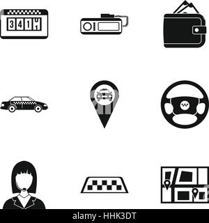 Taxi icons set, simple style Stock Vector